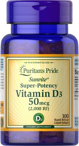 Puritan's Pride Vitamin D3 2000 IU 100 рідких капсул