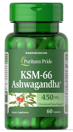 Puritan's Pride Ashwagandha KSM-66 450 mg 60 капсул (04.2027)