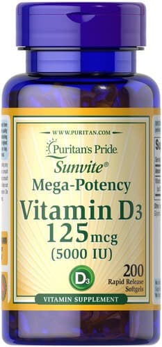 Puritan's Pride Vitamin D3 5000 IU 200 рідких капсул