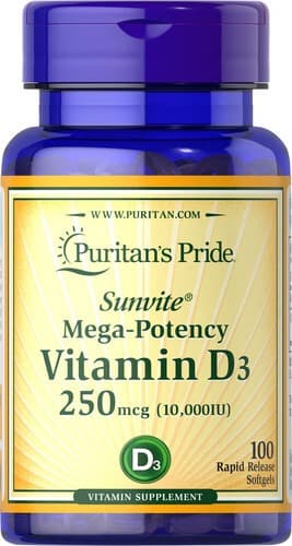Puritan's Pride Vitamin D3 10,000 IU 100 рідких капсул