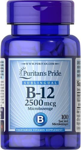 Puritan's Pride Vitamin B-12 2500 mcg Sublingual 100 таблеток (12.2026)