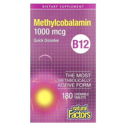 Natural Factors B12 Methylcobalamin 1000 mcg 180 Chewable Tablets