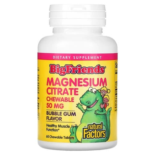 Natural Factors Kid's Magnesium Citrate 50 mg 60 Chewable Tablets