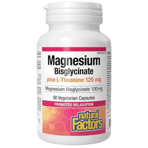 Natural Factors Magnesium Bisglycinate 100 mg plus L-Theanine 125 mg 90 рослинних капсул