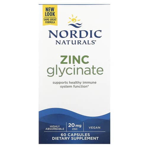 Nordic Naturals Zinc Glycinate 20 mg 60 Capsules
