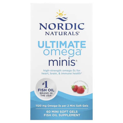 Nordic Naturals Ultimate Omega Minis Strawberry 1120 mg 60 mini Soft Gels