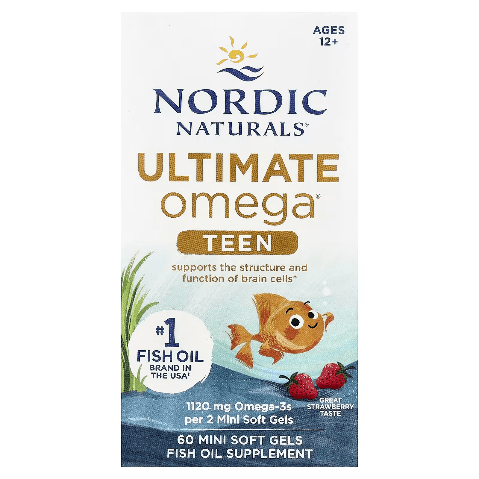 Nordic Naturals Ultimate Omega Teen 1,120 mg 60 міні-капсул Полуниця