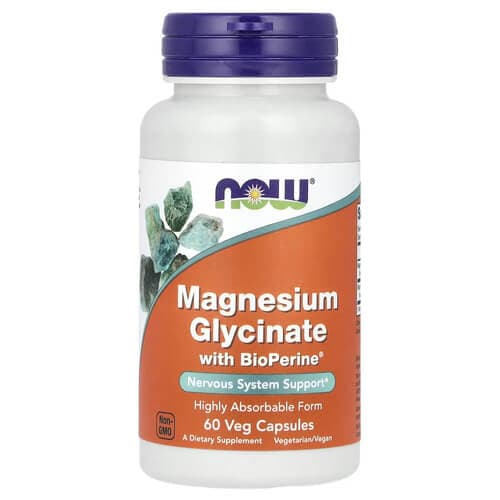 NOW Magnesium Glycinate With BioPerine 60 Capsules
