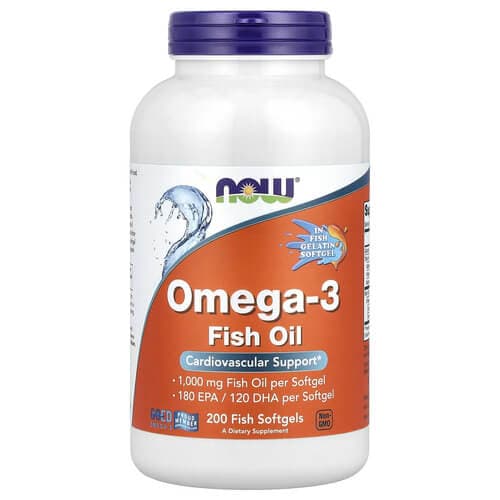 NOW Omega-3 Fish Oil 1000 mg 200 Fish Softgels
