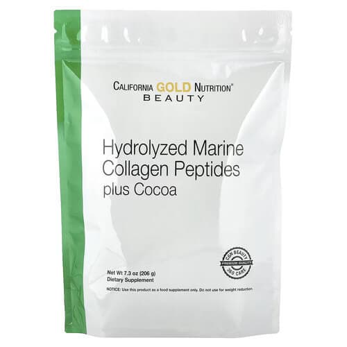 California Gold Nutrition Hydrolyzed Marine Collagen Peptides with Cocoa 206 грам