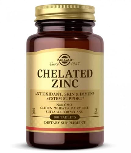 Solgar Chelated Zinc 22 mg 100 Tablets