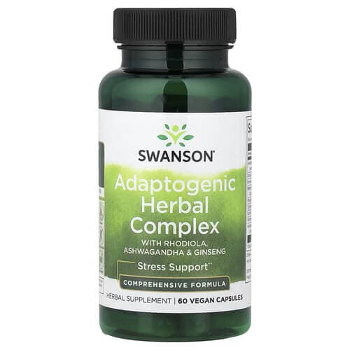 Swanson Adaptogenic Herbal Complex with Rhodiola, Ashwagandha & Ginseng 60 VegCaps