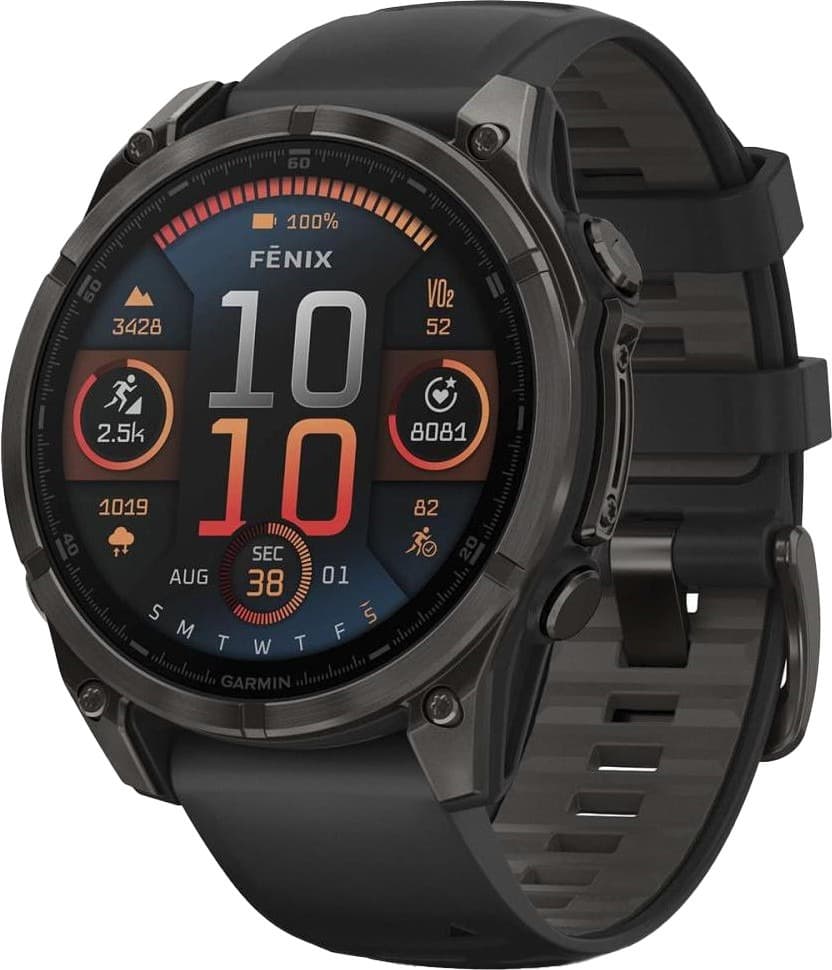 Смарт-годинник Garmin Fenix 8 47mm AMOLED Sapphire Carbon Gray DLC Titanium w. Black/Pebble Gray B. (010-02904-20/21/29)