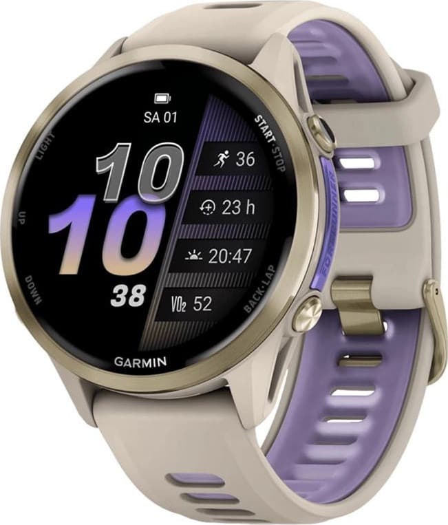 Смарт-годинник Garmin Forerunner 970 Soft Gold Titanium w. French Gray C. and French Gray/T. Indigo Band (010-02969-02/12/