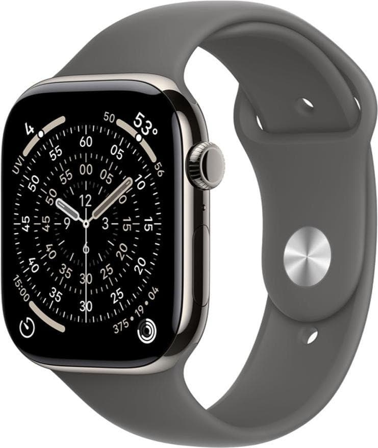 Смарт-годинник Apple Watch Series 11 GPS + Cellular 46mm Natural Tit. Case w. Stone Gray Sport Band - M/L (MFCX4)