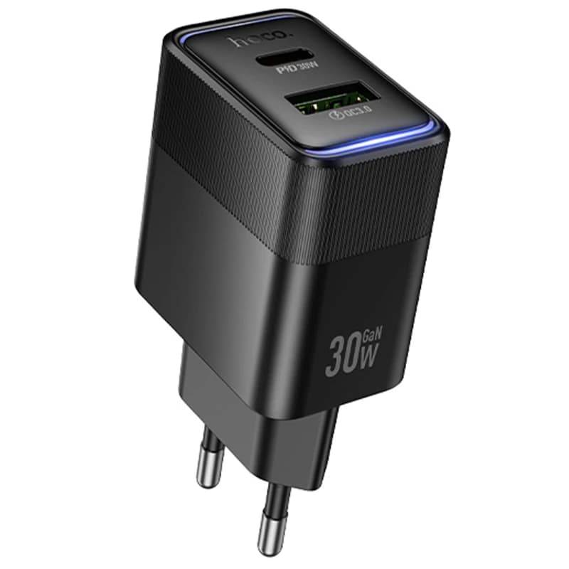 Мережевий зарядний пристрій Hoco CS112A Lounge PD30W+QC3.0 (1USB-A/1C) Black