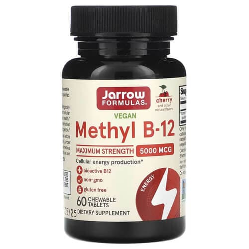 Jarrow Formulas Vegan Methyl B-12 Maximum Strength 5,000 mcg 60 жувальних таблеток Вишня (09.2026)