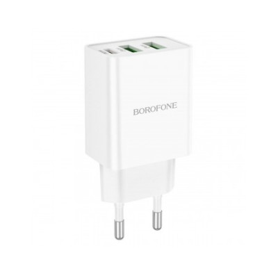 Мережевий зарядний пристрій Borofone BA70A Quick three-port PD20W (1C2A) charger White