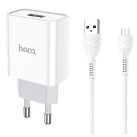 Мережевий зарядний пристрій Hoco C81A USB 2.1A microUSB 1m White