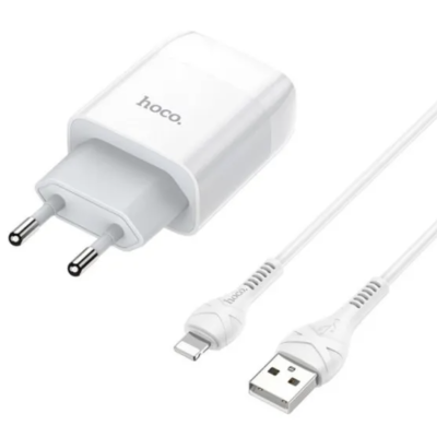 Мережевий зарядний пристрій Hoco C73A Glorious 2USB 2.4A + Lightning White