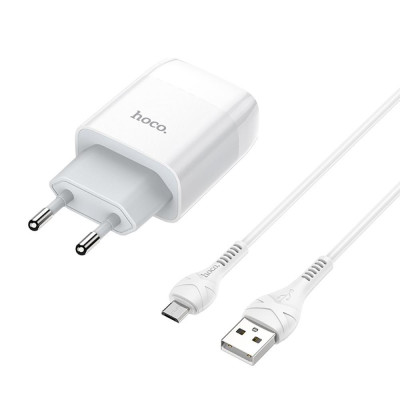 Мережевий зарядний пристрій Hoco C73A Glorious 2USB 2.4A + Type-C White