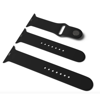 Силіконовий ремінець для Apple Watch Sport Band 42 / 44 / 45 / 49 (S/M & M/L) 3pcs (Чорний / Black)