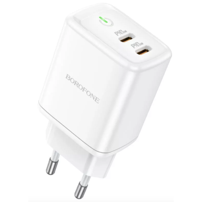 Мережевий зарядний пристрій Borofone BN9 Reacher 2xUSB-C PD35W White