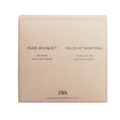 Парфумована вода для жінок ZARA комплект Nude Bouquet + Fields At Nightfall Perfume 2x100ml