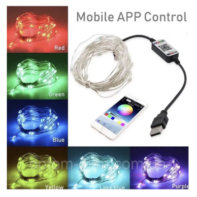 Гірлянда 10м 100LED RGB+додаток