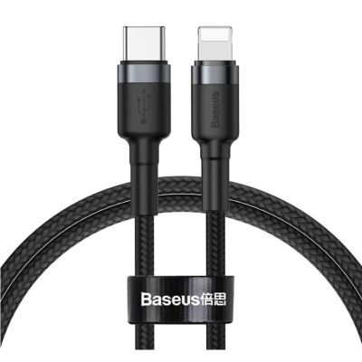 Кабель Baseus Cafule Cable Type-C to iP PD 18W 1m Gray+Black Type-C Lightning 2.1 A 1m Black-Grey