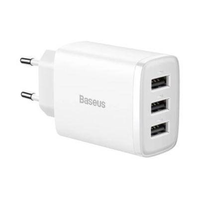 Мережевий зарядний пристрій Baseus Compact Charger 3U 17W EU White