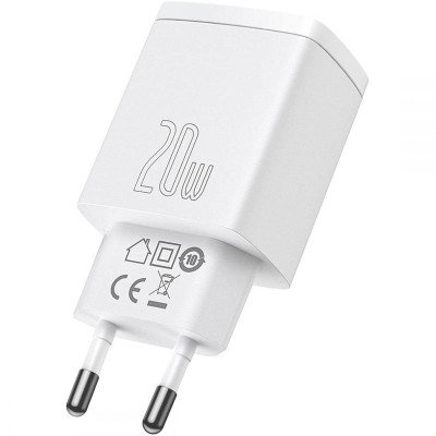 Мережевий зарядний пристрій Baseus Compact Quick Charger 2U+C 30W EU White