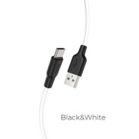Кабель HOCO X21 Plus USB to Type-C 3A, 1m, silicone, silicone connectors, Black+White