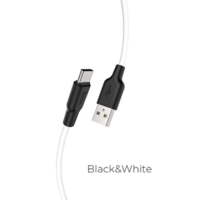 Кабель HOCO X21 Plus USB to Type-C 3A, 1m, silicone, silicone connectors, Black+White