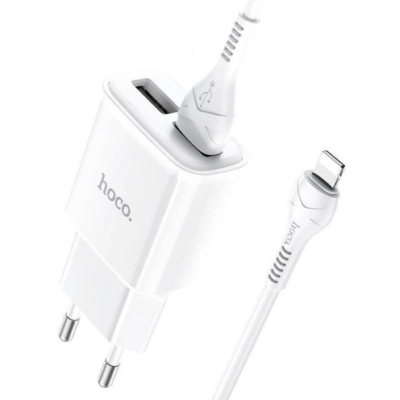 Мережевий зарядний пристрій Hoco C88A Star round dual port + Lightning White