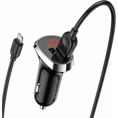 Автомобільний зарядний пристрій Borofone BZ15 (2USB/2,4A) USB - Lightning Black