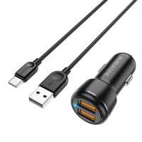 Автомобільний зарядний пристрій Borofone BZ17 (2USB/2,4A) USB - Type-C Black