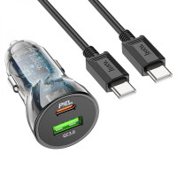 Автомобільний зарядний пристрій HOCO Z47A (1USB/1Type-C) + Type-C/Type-C Black