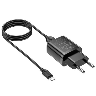 Мережевий зарядний пристрій Borofone BA52A Gamble + Lightning Cable Black