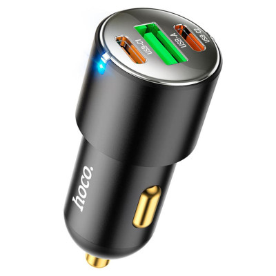 Автомобільний зарядний пристрій Hoco NZ6 + USB Type-C to Lightning Black