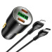 Автомобільний зарядний пристрій Hoco NZ6 + USB Type-C to Lightning Black