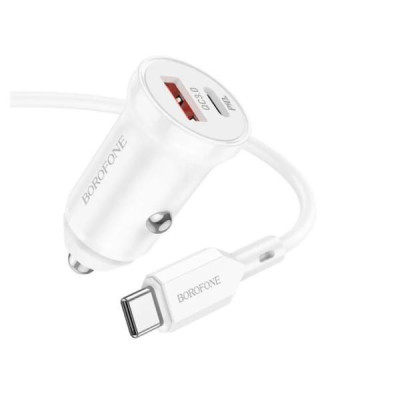 Автомобільний зарядний пристрій Borofone BZ18 USB - Type-C White