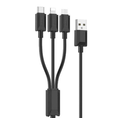 Кабель HOCO X74 3in1 USB - Lightning + MicroUSB + Type-C Black