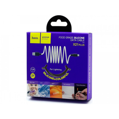Кабель HOCO X21 Plus Silicone Lightning (2m) White