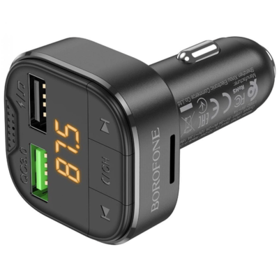 FM-модулятор BOROFONE BC43 Flash QC3.0 car BT FM transmitter Black