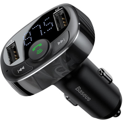 FM-трансмітер Baseus S-09 pro Bluetooth FM Launcher 2USB + Type-C - Black