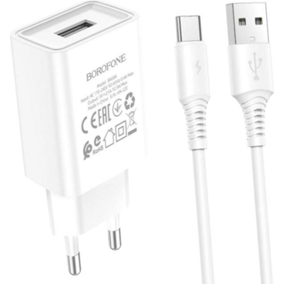Мережевий зарядний пристрій Borofone BA52A + Type-C White