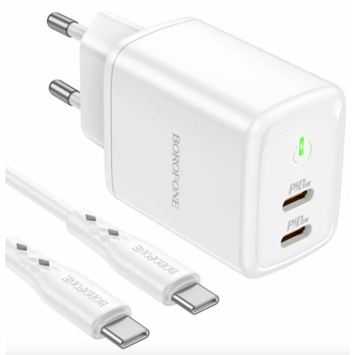 Мережевий зарядний пристрій Borofone BN9 35W Type-C + Type-C White
