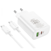 Мережевий зарядний пристрій Borofone BN10 PD65W / QC3.0 Type-C to Type-C, White