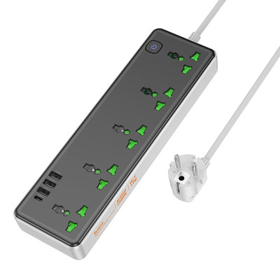 Мережевий фільтр-подовжувач Hoco AC13A 5-position extension cord socket including 3*USB output Black